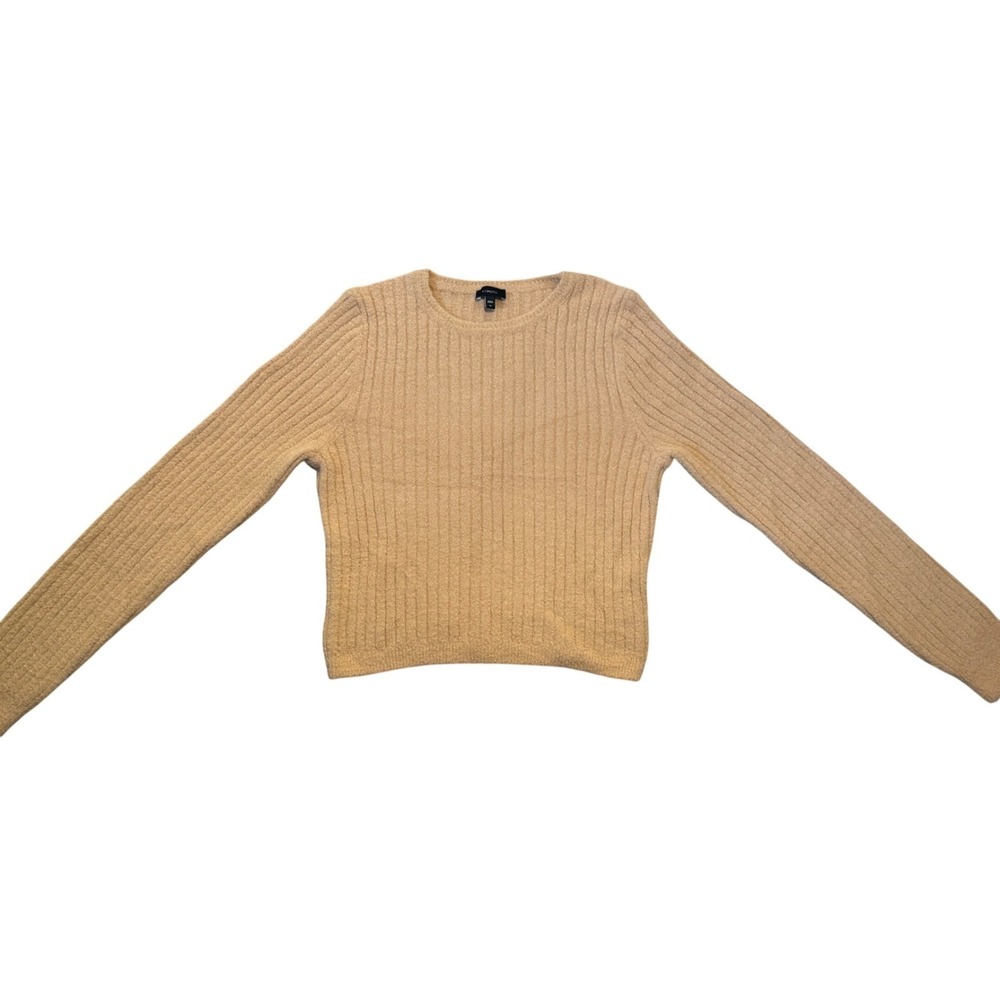 EXPRESS Ribbed Knit Sweater Camel Tan Long Sleeve Pullover Women's Medium